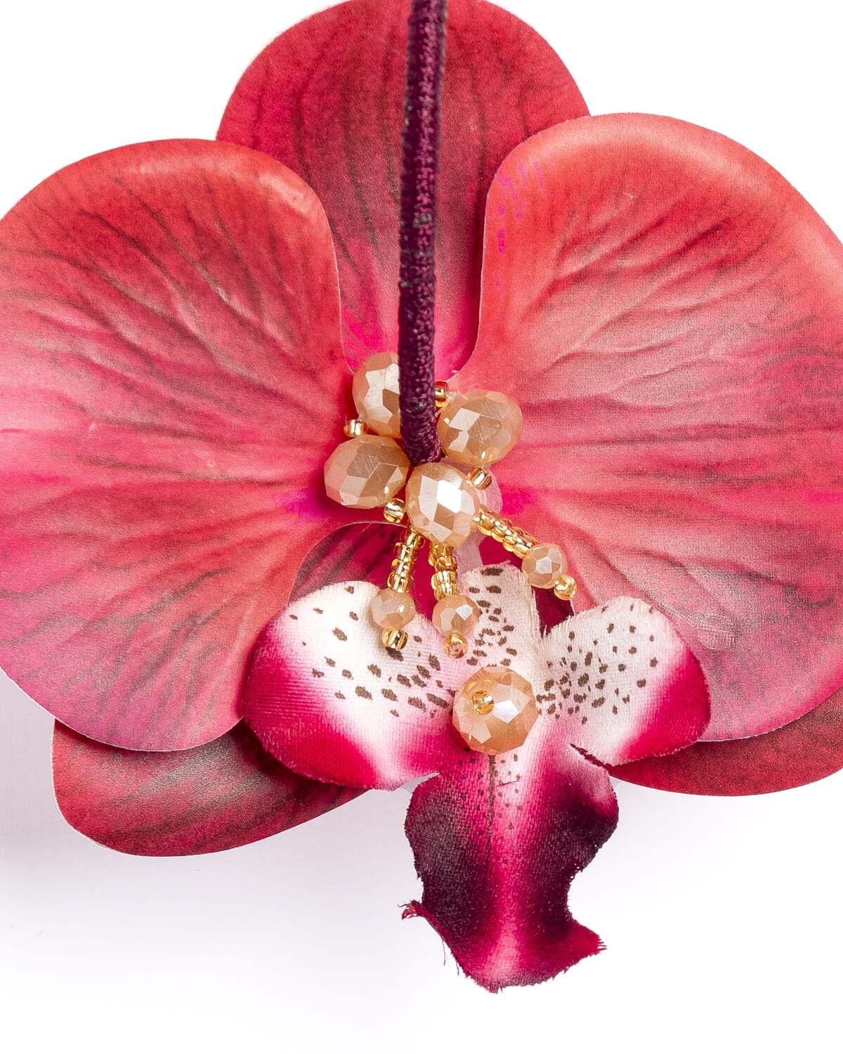 Pendientes orquídeas con cristal y seda