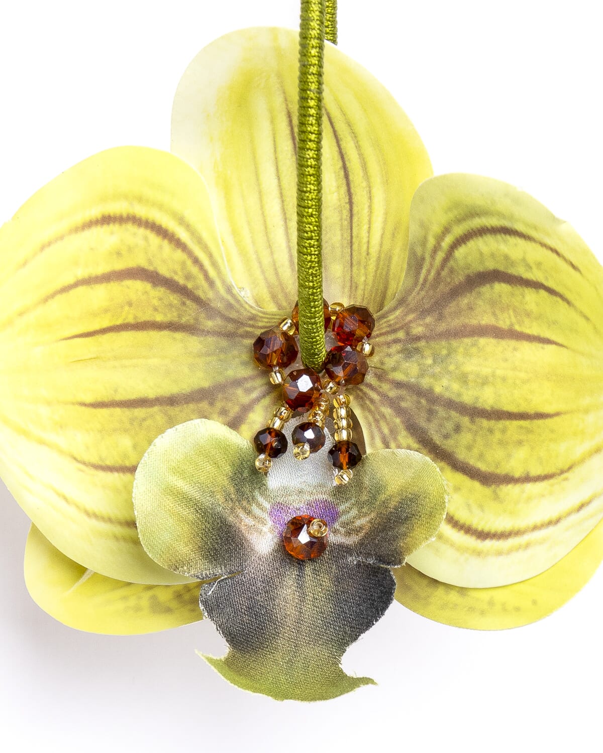 Pendientes orquídeas con cristal y seda