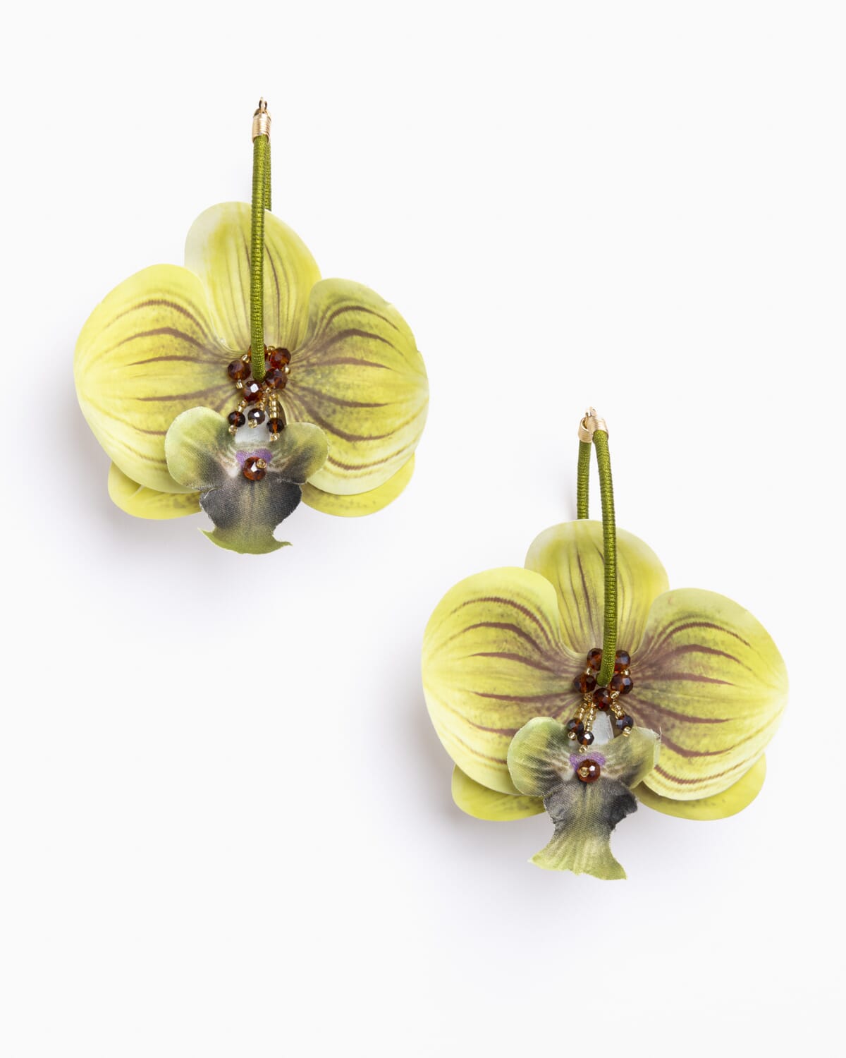 Pendientes orquídeas con cristal y seda