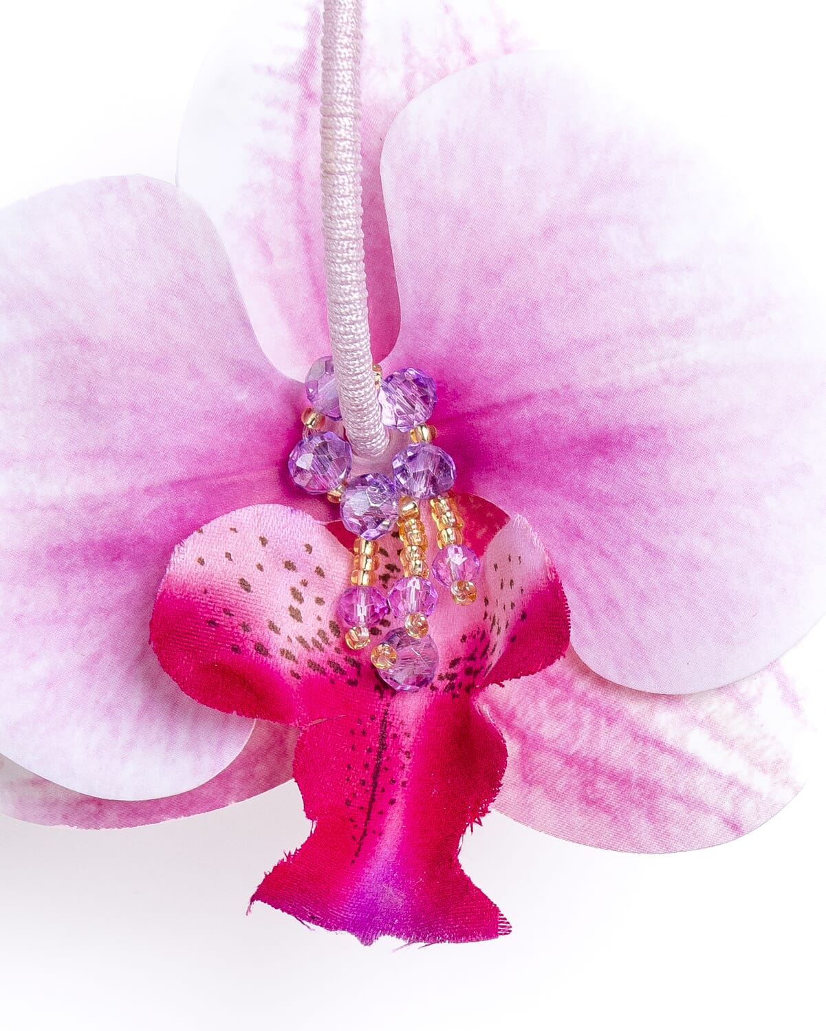 Pendientes orquídeas con cristal y seda