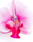 Pendientes orquídeas con cristal y seda
