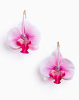Pendientes orquídeas con cristal y seda