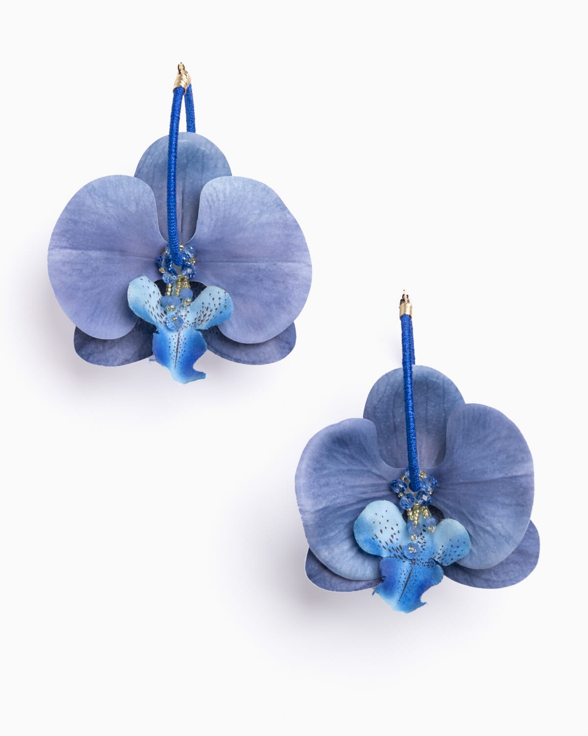 Pendientes orquídeas con cristal y seda
