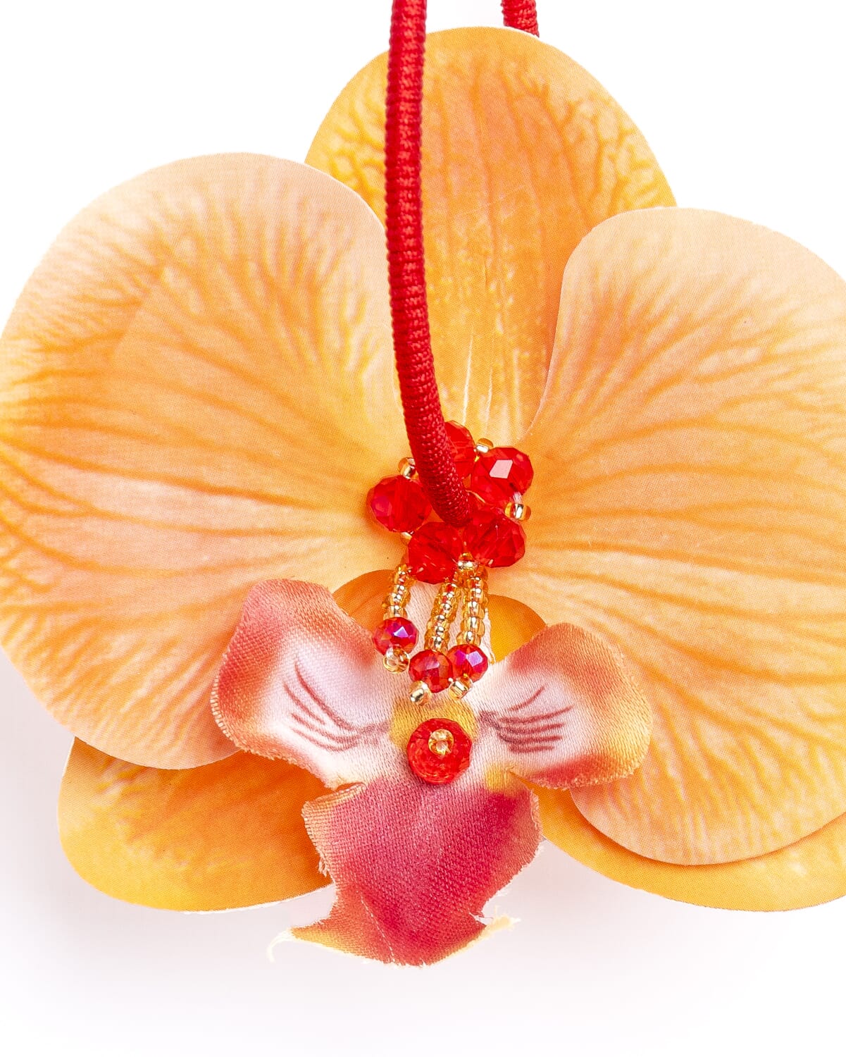 Pendientes orquídeas con cristal y seda