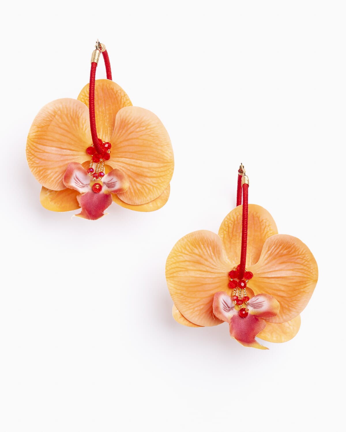 Pendientes orquídeas con cristal y seda