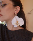 Pendientes orquídeas con cristal y seda