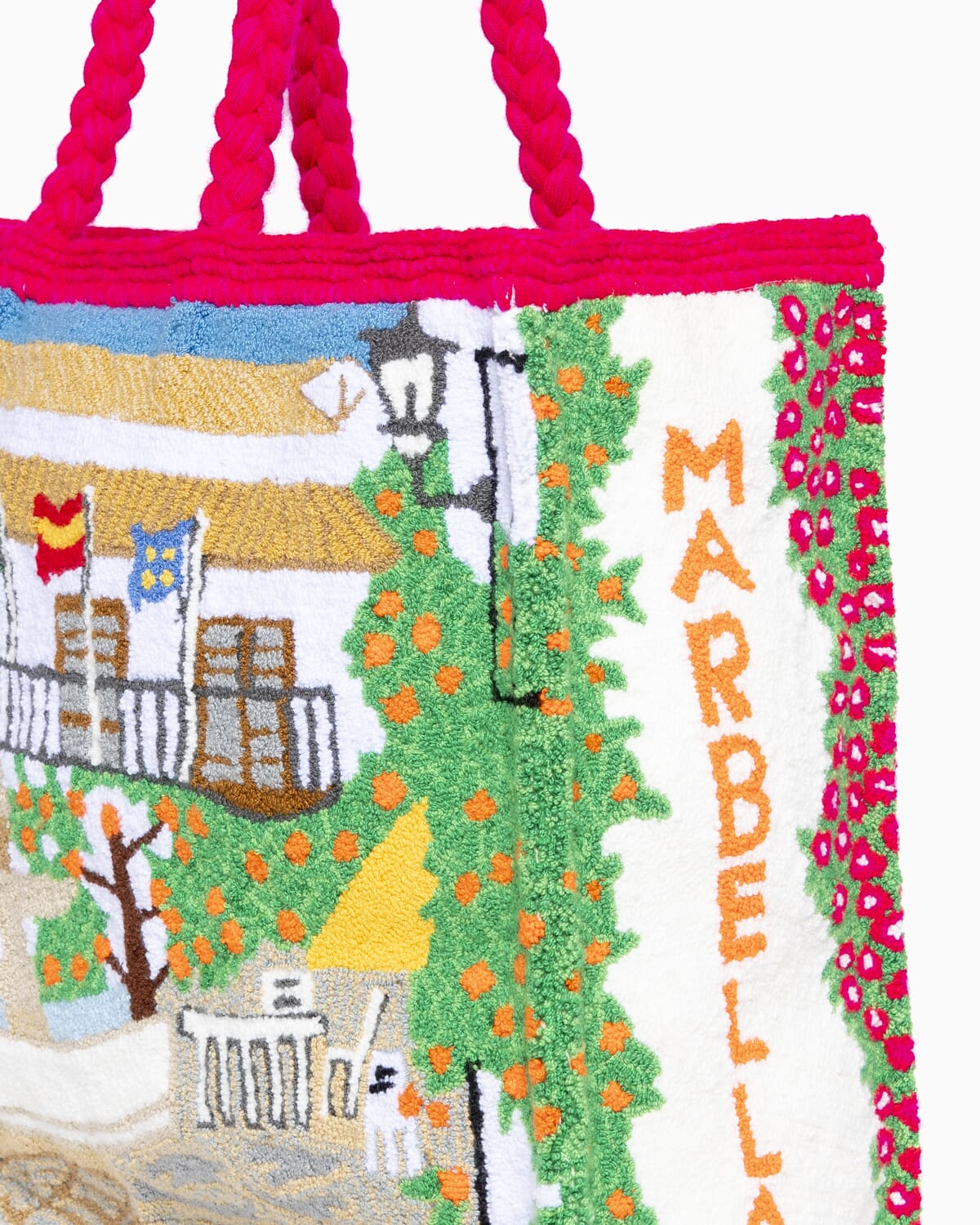 Bolso hecho a mano con paisaje de Marbella