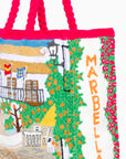 Bolso hecho a mano con paisaje de Marbella