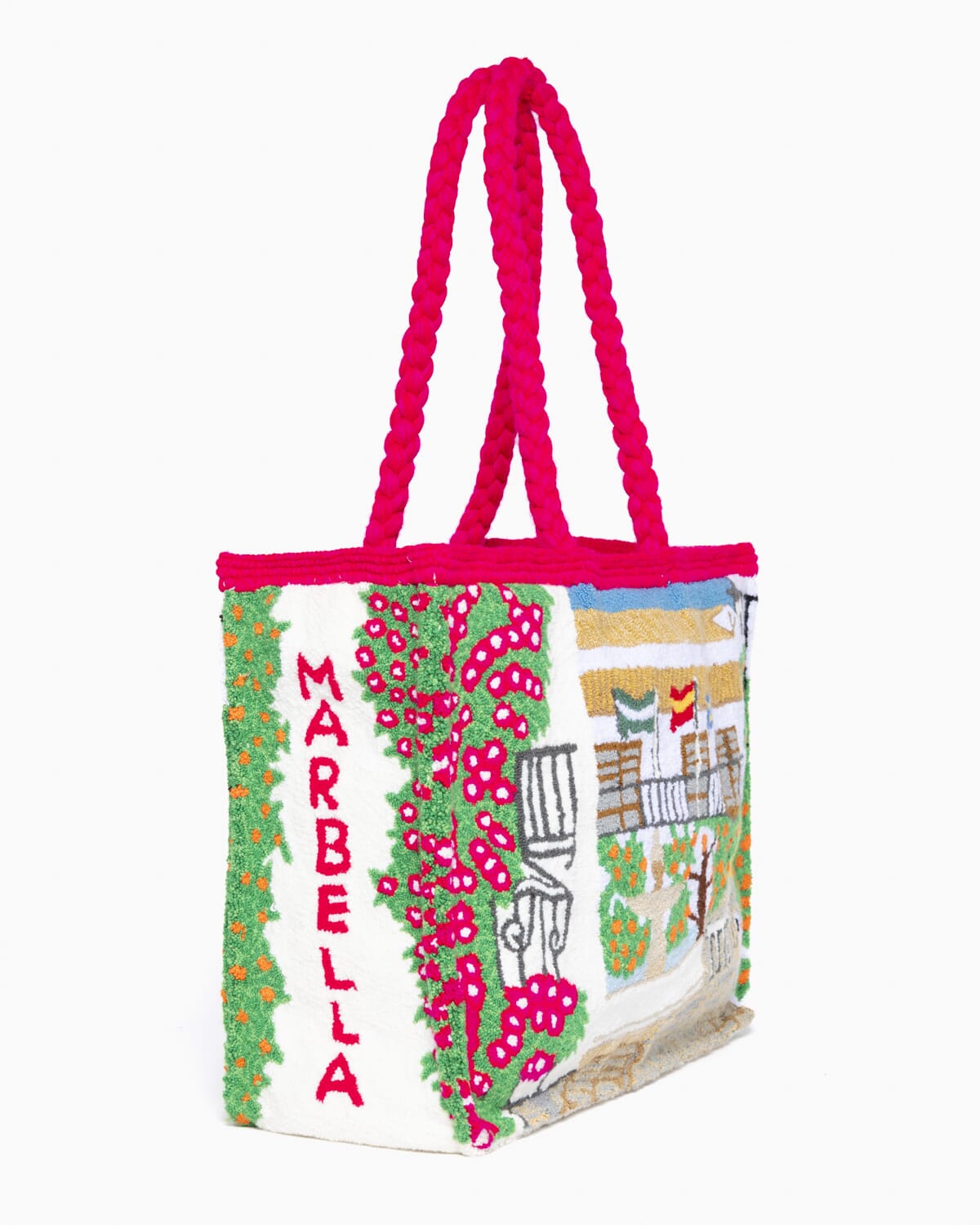 Bolso hecho a mano con paisaje de Marbella