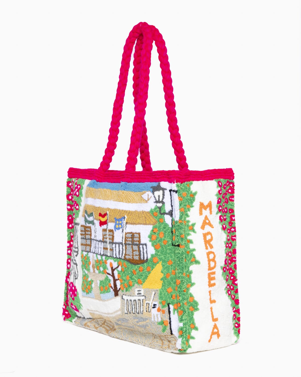 Bolso hecho a mano con paisaje de Marbella
