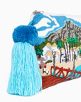 Clutch hecho a mano con paisaje de Marbella