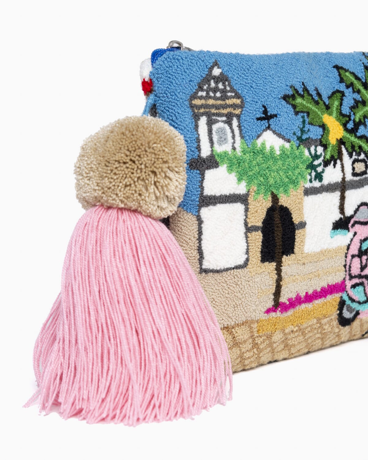 Clutch hecho a mano con paisaje del casco antiguo de