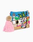 Clutch hecho a mano con paisaje del casco antiguo de