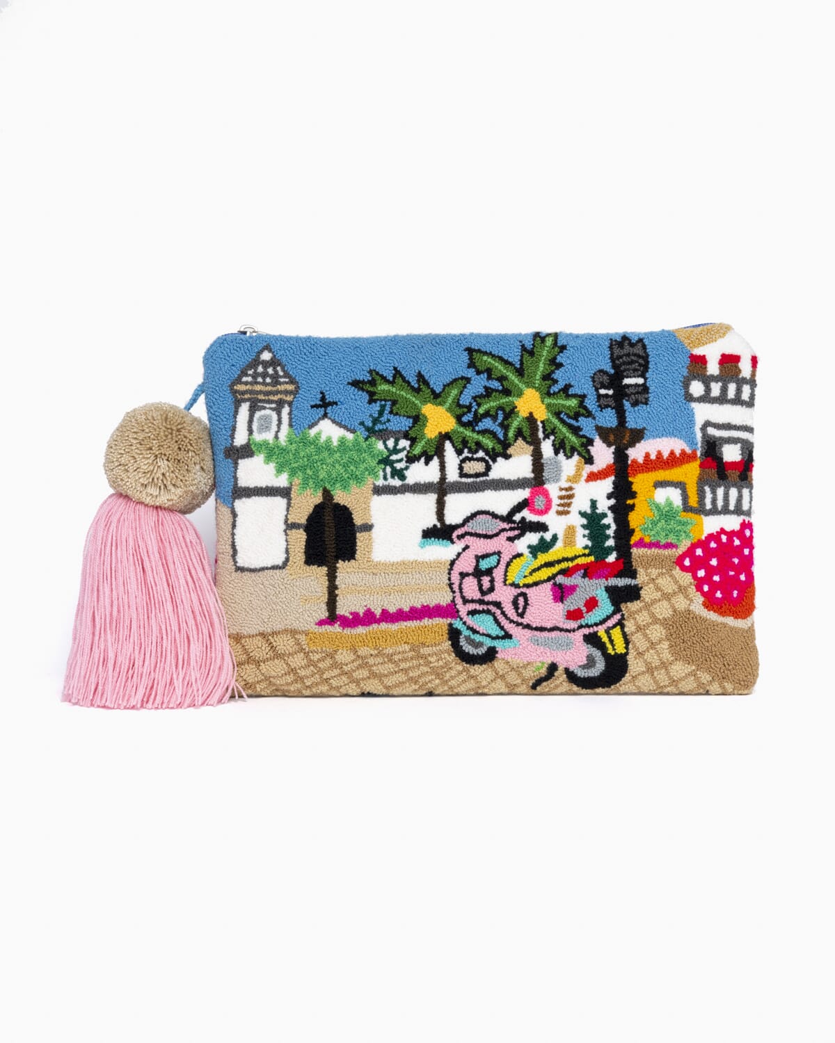 Clutch hecho a mano con paisaje del casco antiguo de