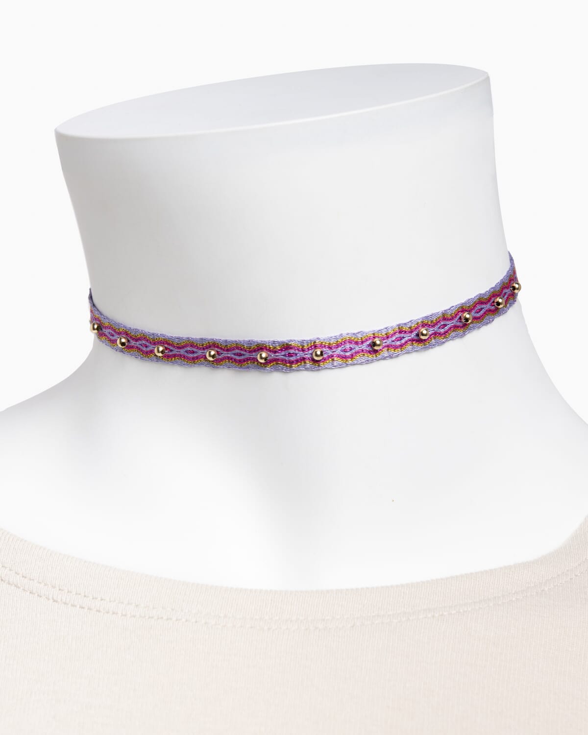 Choker tejido a mano en telar de tarjetas