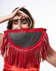 Bolso fibra vegetal con asas de metal