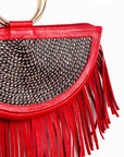 Bolso fibra vegetal con asas de metal