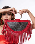 Bolso fibra vegetal con asas de metal