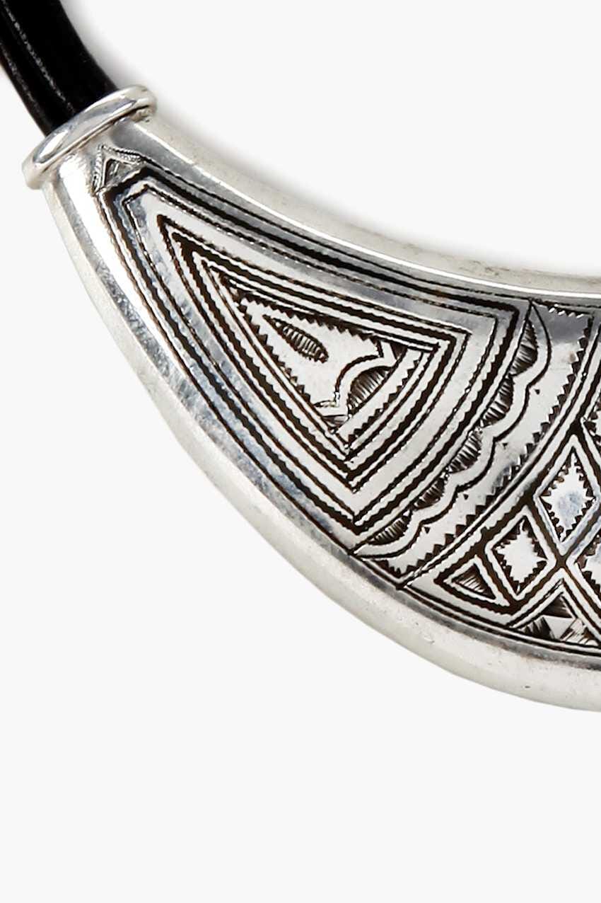 Collar Tuareg de plata de ley 925 y cuero