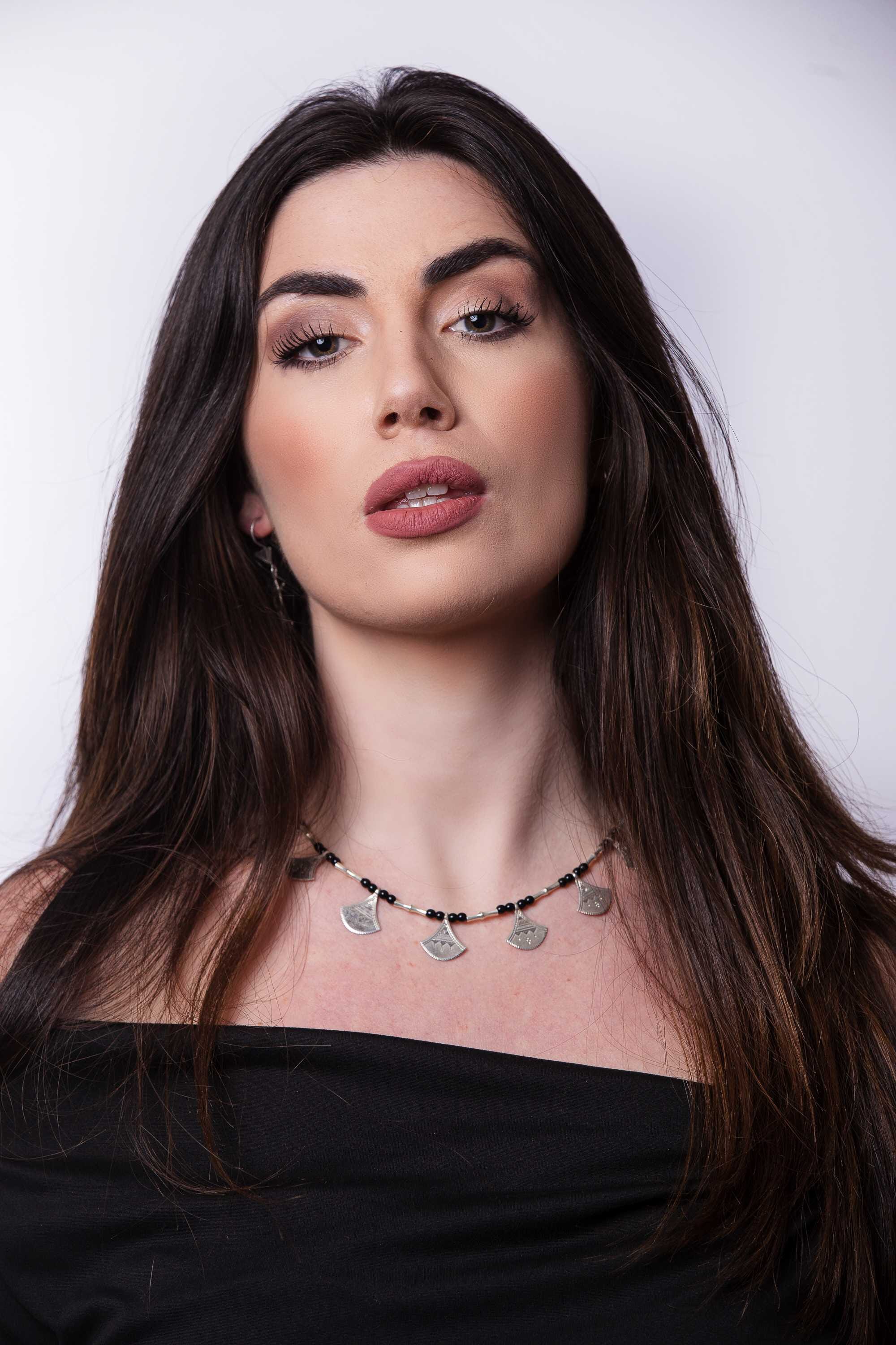 Collar Tuareg de plata de ley 925 y ónix 