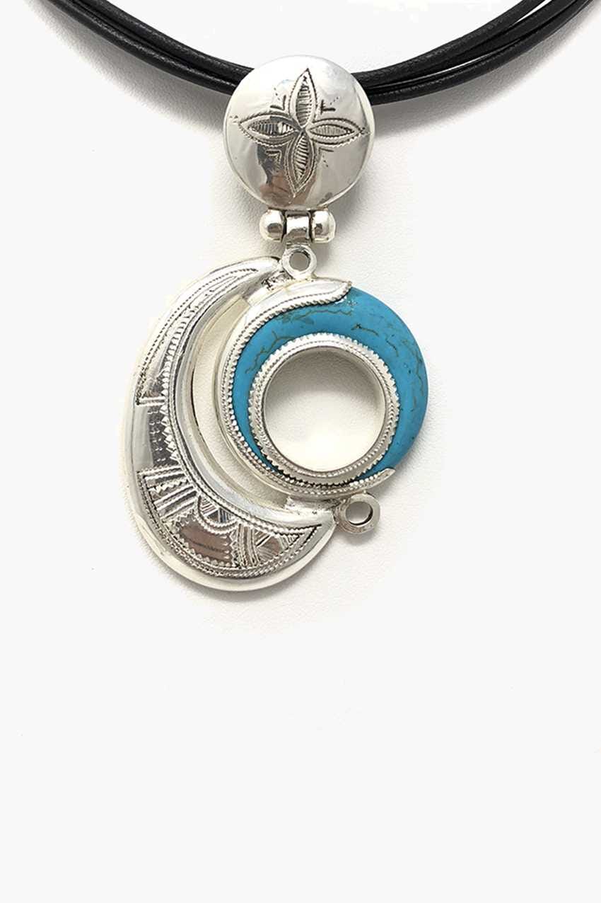 Collar Tuareg de plata de ley 925 y turquesa