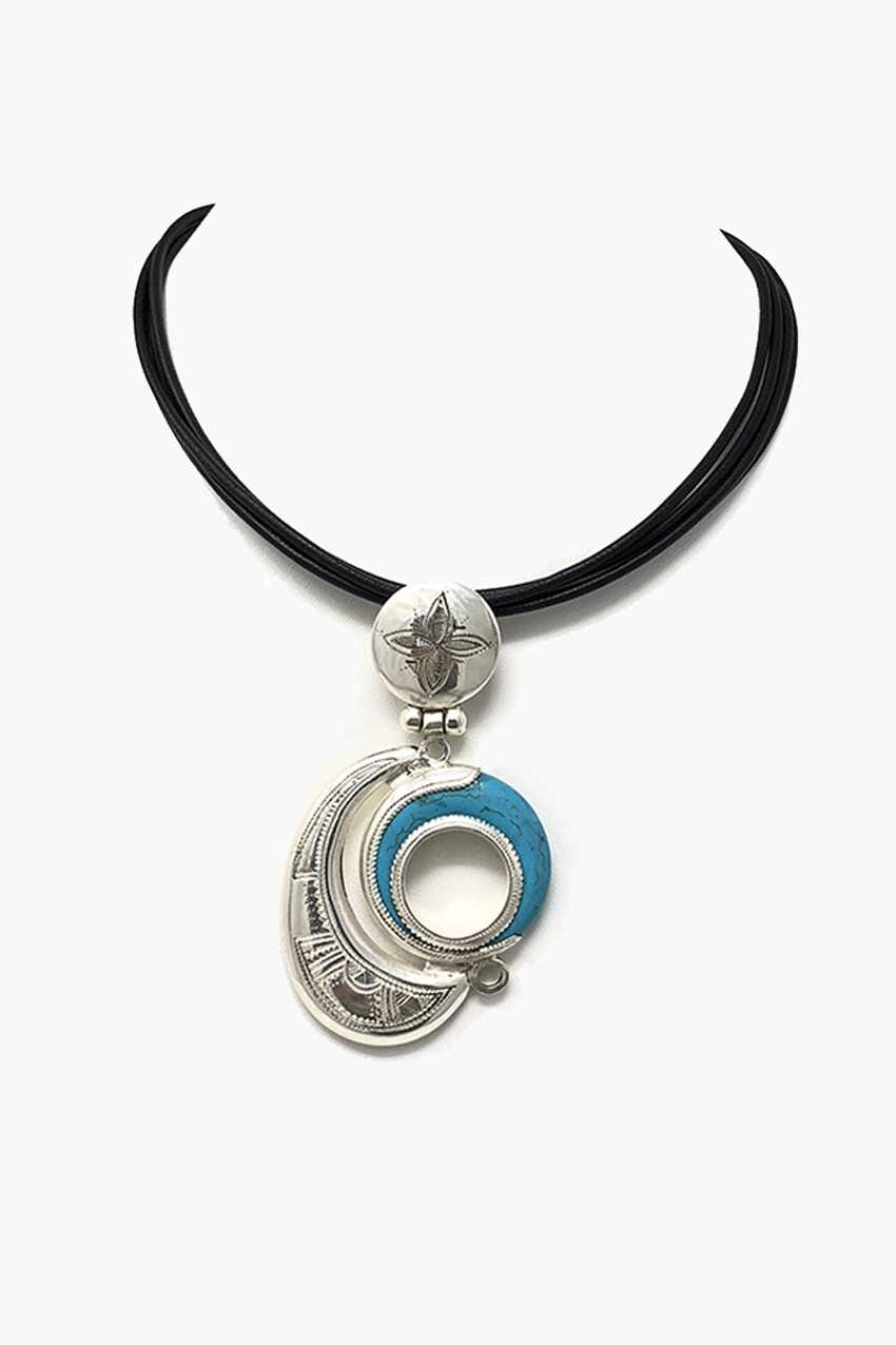 Collar Tuareg de plata de ley 925 y turquesa