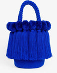 Bolso con pompones y borlas de algodón
