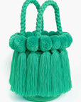 Bolso con pompones y borlas de algodón
