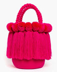 Bolso con pompones y borlas de algodón
