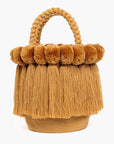 Bolso con pompones y borlas de algodón
