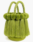Bolso con pompones y borlas de algodón
