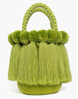 Bolso con pompones y borlas de algodón
