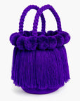 Bolso con pompones y borlas de algodón
