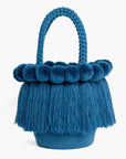 Bolso con pompones y borlas de algodón
