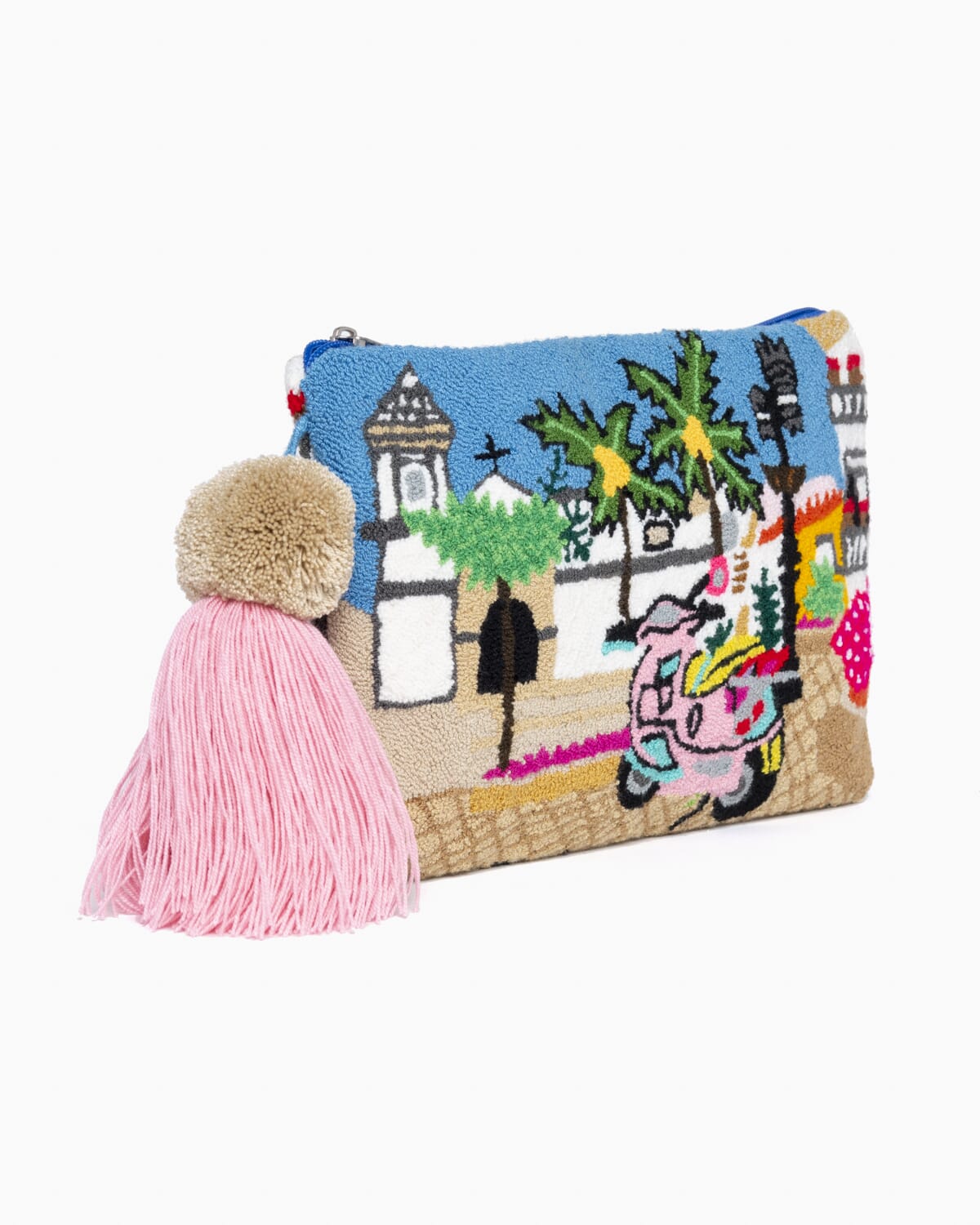 Clutch hecho a mano con paisaje del casco antiguo de  